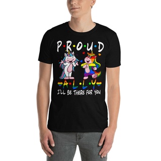 เสื้อยืดผ้าฝ้าย 100% พิมพ์ลายยูนิคอร์น fresh proud ally I will be Have for you Lgbt Gay Pridefriends ใส่สบายสามารถปรับแต