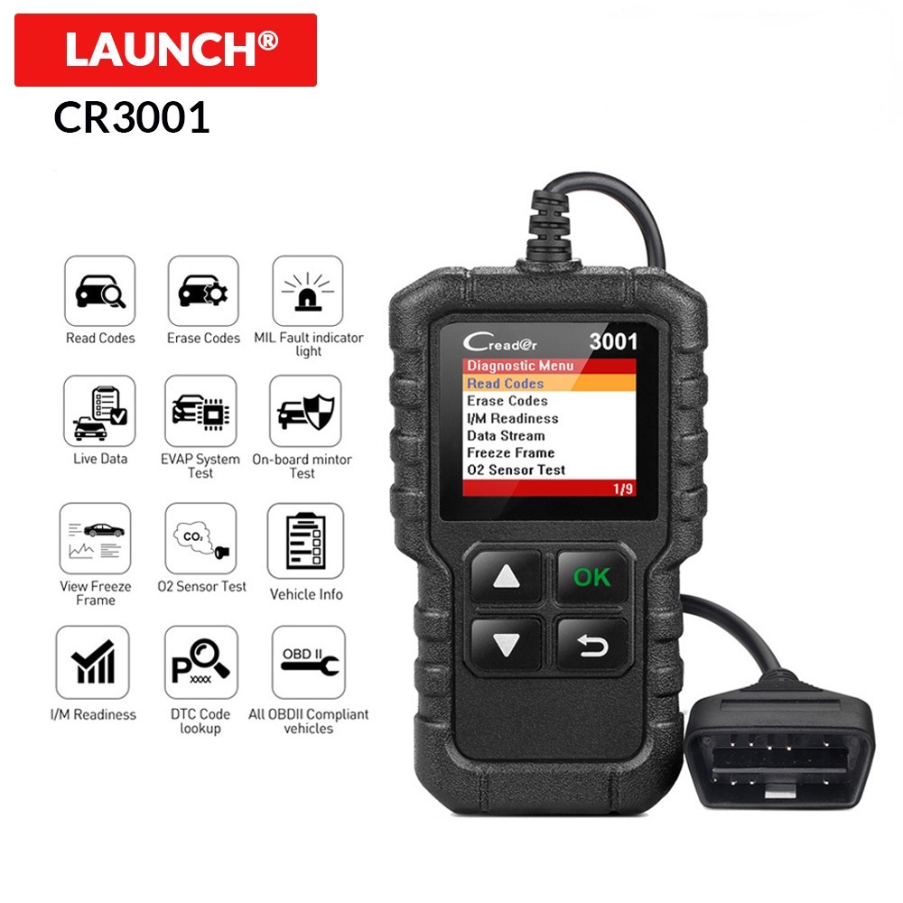 LAUNCH X431 CR3001 OBD2 เครื่องสแกนเนอร์สนับสนุน OBD II/EOBD เปิดตัว Creader 3001 เครื่องสแกนเนอร์อั