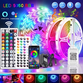 แถบไฟ LED RGB 2835 5050 SMD 5M-20M บลูทูธ APP 20 เมตร ยืดหยุ่น ไดโอด DC 12V 5V