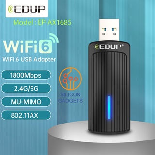 &lt;ประกัน 3 เดือน&gt; ตัวรับสัญญาณไวไฟ USB 3.0 AX1800 Wifi6 Adapter 2.4G + 5GHz Dual Band  EP-AX1685 RTL8832AU