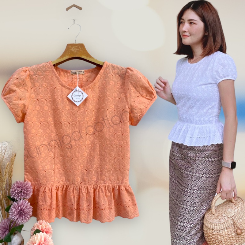 แบบขายดีเรียบหรู!!ส่งฟรี+ใช้โค้ดลดได้!!! GUNNJF เสื้อรุ่นจันทร์ฟอง งานแบรนด์ไทย ตรงปก มีสีใหม่ สีโอลด์โรสและสีส้มอ่อน
