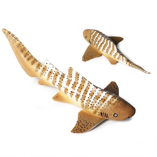 Zebra Shark Model จำลอง Shark Marine Life เด็ก Cognition ของเล่นพลาสติกแข็ง Underwater World ตกแต่งประณีต