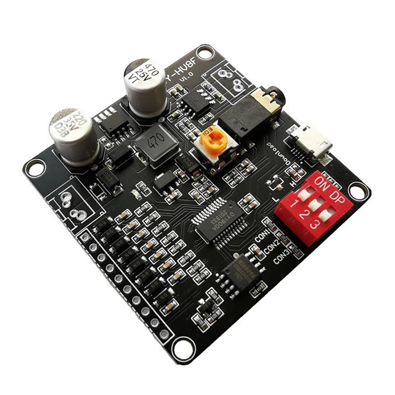 10W/20W Voice Playback Amplifier Module 12V/24V MP3 Music Player Class D 3.5mm Audio Aux Micro USB Volum Control for Arduino DY-HV8F 12V/24V Trigger Serial Port Control 10W/20W Voice Playback Module with 8MB Flash Storage MP3 Music Player for Arduino