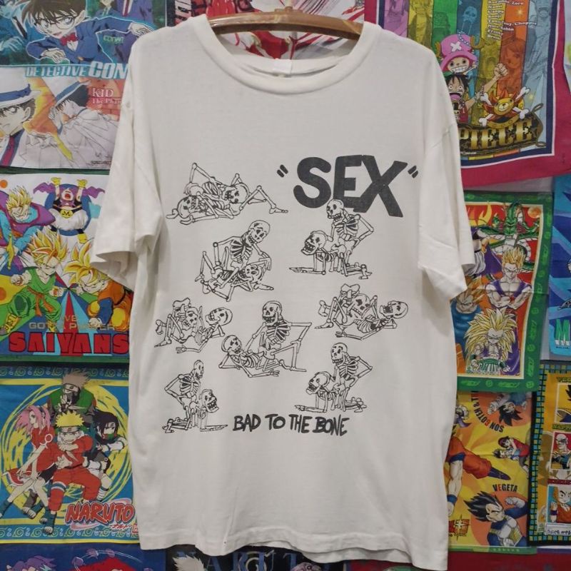เสื้อยืดมือสอง Vintage Usa ลายทะลึ่งกวนๆ ปั่นๆสุดๆ "SEX" BAD TO THE BONE  งานเก่า 90's ตะเข็บเดี่ยว 