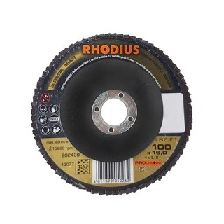 แผ่นเจียร์กระดาษทรายกลม RHODIUS #60 4 นิ้ว เครื่องเจียระไนและอุปกรณ์ FLAP DISC RHODIUS #60 4"