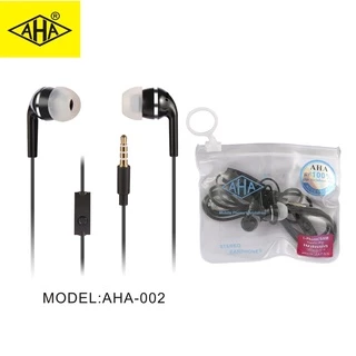 หูฟัง AHA 3.5mm สำหรับ phone ซัมซุง ออปโป วีโว่ เสี่ยวหมี่ บรรจุภัณฑ์ถุงเก็บกันน้ำ ไมโครโฟนในตัว เสียงดี Built-in Microp
