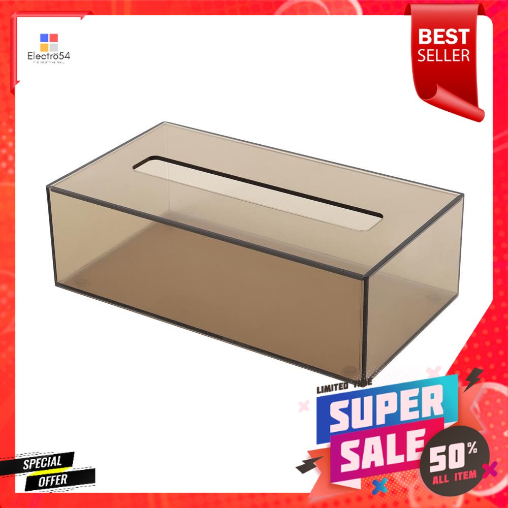 กล่องทิชชู่แผ่นอะคริลิค KECH สีชาใสACRYLIC TISSUE BOX KECH CLEAR LIGHT BROWN