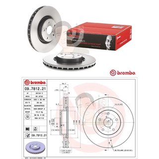 09 7812 21 จานเบรค ล้อ F (ยี่ห้อ BREMBO) รุ่น HC UV PVT SUBARU Impreza GD/GG 2.0 2.5 WRX STI (ปั๊ม Brembo) 5x114.3 ปี...