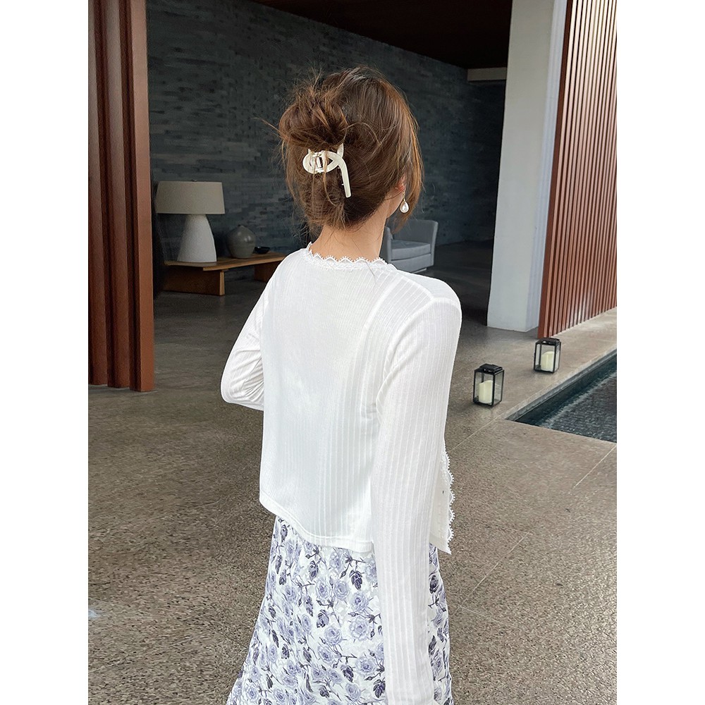 Gakki เสื้อไหมพรม เสื้อคลุมกันแดดแขนยาว ผ้านิ่มใส่สบาย ฟรีไซส์ พร้อมส่ง 0386# - รูปที่ 3