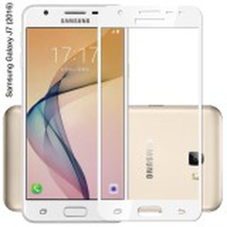 กระจกนิรภัย กันรอย เต็มจอ เก็บขอบ แนบสนิท Samsung Galaxy J7 2016 สีขาว