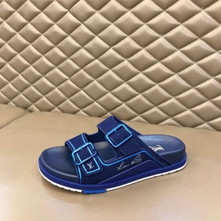 LV trainer mule in blue men sandal 2021