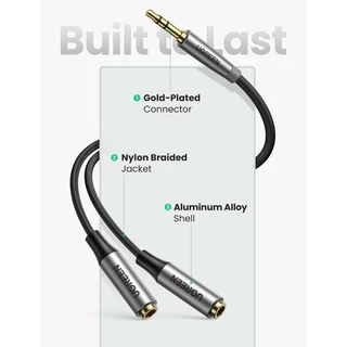 UGREEN รุ่น 50253 3.5mm Jack Earphone Aux Audio Splitter Adapter 1 Male To 2 Female Extension Sharing Speaker Cable Ada