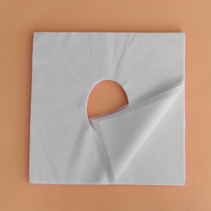 กระดาษรองกันเปื้อนหน้าสำหรับเตียงหลุม 100pcs Disposable Spa Massage Bed Table Face