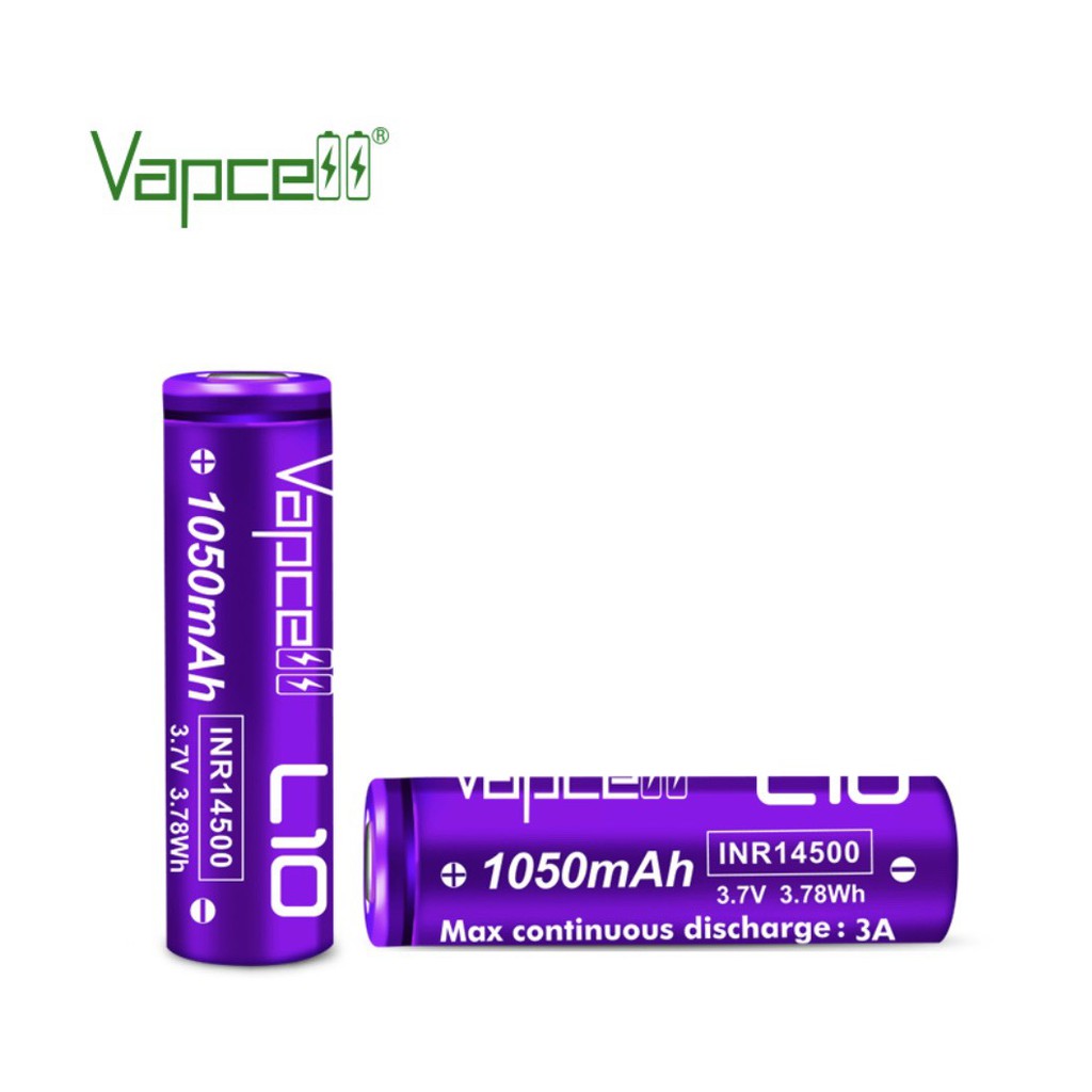 ถ่านชาร์จ Vapcell 14500 L10 สีม่วง ความจุ 1050 mAh ของแท้ สามารถออกใบกำกับภาษีได้