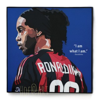 Ronaldinho โรนัลดินโญ่ บราซิล บาร์เซโลน่า บาร์ซ่า รูปภาพ​ติด​ผนัง​ pop art ฟุตบอล​ กรอบรูป​​ รูปภาพ แต่งบ้าน