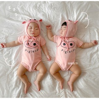 AM🐽Pinky Piglet บอดี้​สูท​เเถมหมวกแรกเกิดถึงหนึ่งปี