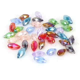 6x12 มม.50 ชิ้นยุโรป Charms คริสตัลลูกปัด,หลายสี Tear Drop ลูกปัด Cross Hole คริสตัลประดับด้วยลูกปัดสําหรับเครื่องประดับทํา