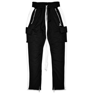 TZ worldwide TZ MULTIPLE PACKET TRACK PANTS (BLACK/WHITE)