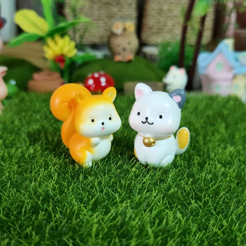 กระรอก แมว ตุ๊กตาแต่งสวนจิ๋ว สวนถาด แต่งกระถาง ขนาดเล็ก