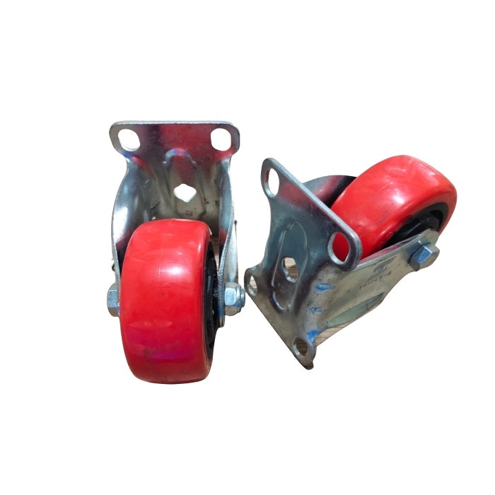 MERAH Mitra Tk - Dead Red Nylon Wheels Trolly Trolley 4" MM PU Caster Showcase Cart 4"