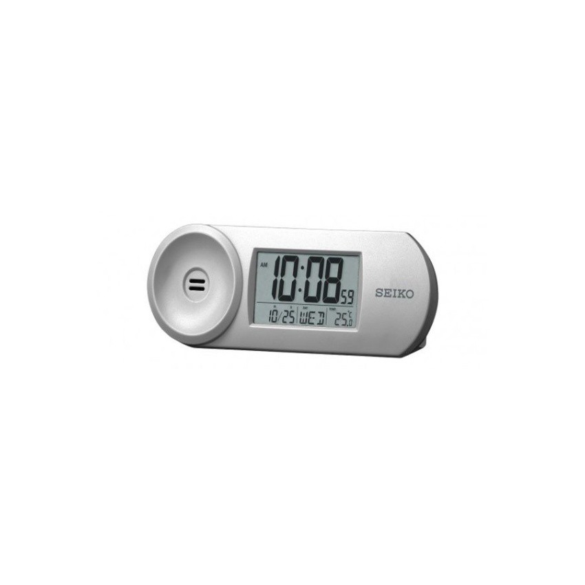 Seiko Ascend'g Alarm Clock Thermometer Calendar Snooze QHL067S -
 White