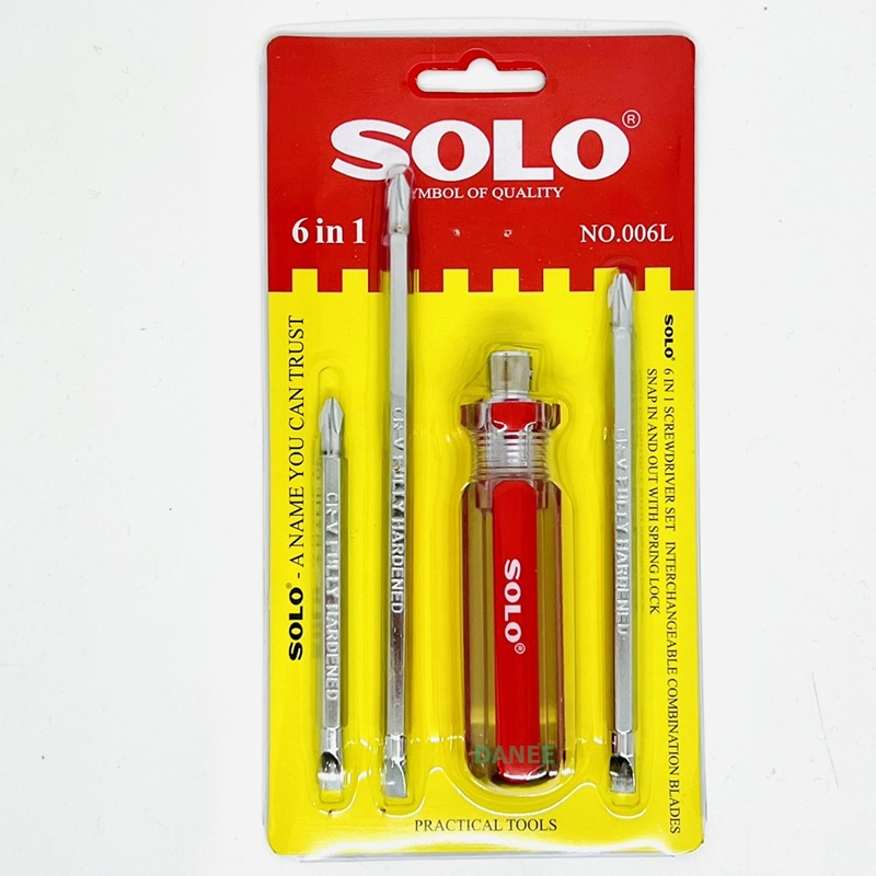 SOLO ไขควง 6IN1 สามารถเปลี่ยนได้ทั้งหมด 6 แบบ ใช้ขันหรือคลายน็อตสกรูใช้ได้หลายอย่าง NO.006L