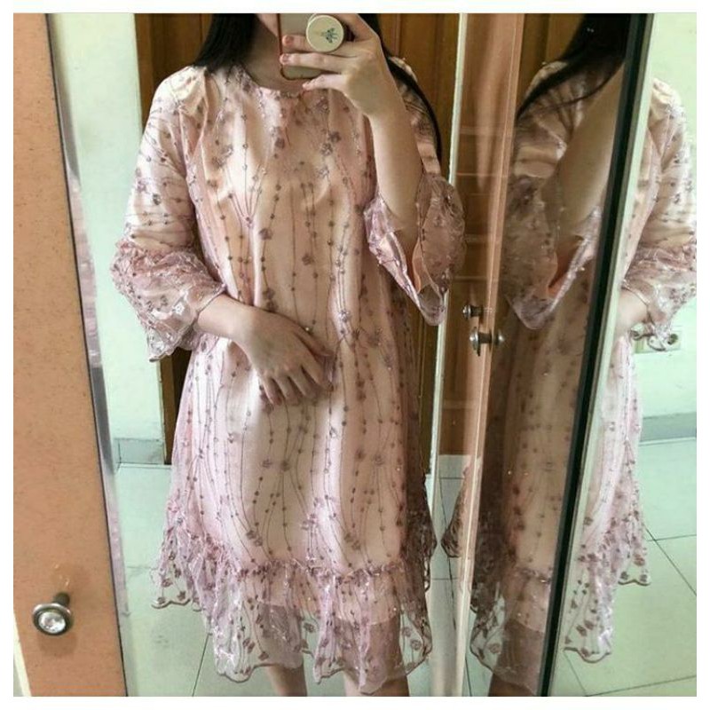 K050 Party Dress เดรสสายผ้าเต็ม Ld 100 cm