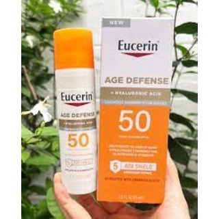 ครีมกันแดด Eucerin Age Defense SPF 50 Face Sunscreen Lotion with Hyaluronic Acid