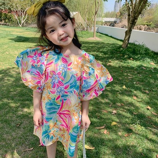 FiFi Baby พร้อมส่ง ชุดกระโปรงเด็กน่ารักดี ชุดเดรสเด็กผู้หญิงลายดอกไม้ เสื้อผ้าเด็ก ไซส์ (2-8 ขวบ)