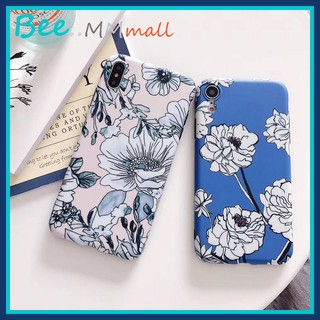 *พร้อมส่ง 🇹🇭* เคสยาง iP X XS MAX XR 8 PLUS 7 Plus เคสยางทั้งชิ้น เนื้อด้านพิมพ์ลายดอกไม้โทนฟ้า ม่วง