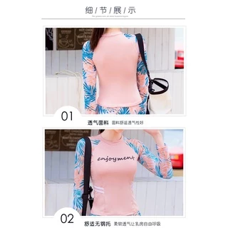 FASHION 61 ชุดว่ายน้ำผู้หญิง มีฟองน้ำถอดได้ กระโปรงกางเกง ลายใบใม้ รุ่น 028389