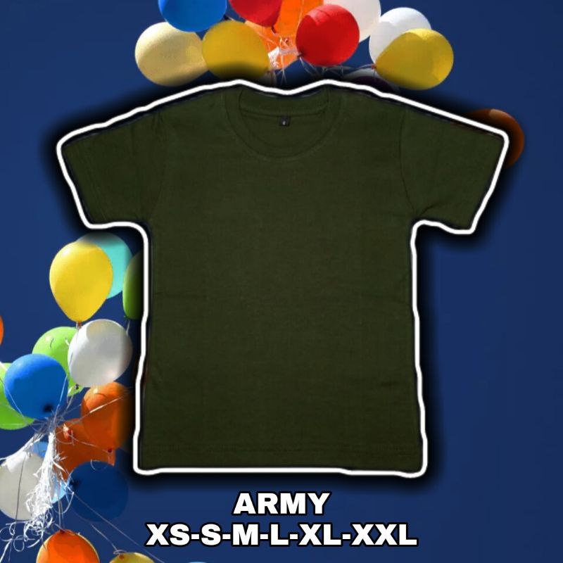 H&m KEMEJA Men & 39; s เด็ก & 39; s เสื้อยืดสีพื้น 1-12 ปีผ้าฝ้าย Combed 30 s Army สี Unisex หนา Dis