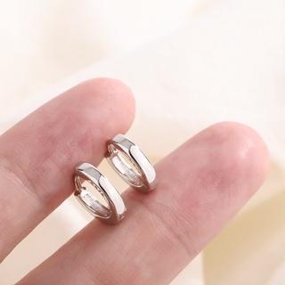 Silver hoop 925 ต่างหูห่วงเรียบ หนา 2 mm (ราคาต่อ1คู่)