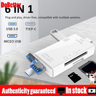 Dobetter 6-in-1 อะแดปเตอร์การ์ดรีดเดอร์ USB 3.0 Type-C TF-SD OTG อเนกประสงค์ สําหรับโทรศัพท์มือถือ