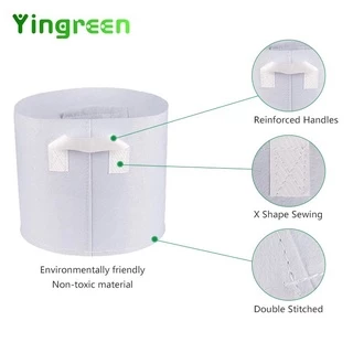 Non-woven fabric Grow bag กระถางผ้า สีขาว มีหัวหิ้ว กระถางผ้าปลูกต้นไม้ ถุงปลูกต้นไม้ กระถางต้นไม้