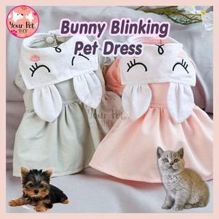 ชุดสัตว์เลี้ยงลายกระต่าย ลายกระต่ายขาว เสื้อหมา เดรสหมา เดรสแมว Bunny Blinking Pet Dress ชุดสุนัข