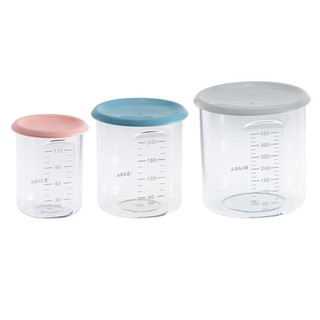 ฺBEABA กระปุกเก็บอาหาร Tritan ฝาปิดสูญญากาศ Set of 3 conservation jars (1 baby / 1 maxi / 1 Maxi+)(LIGHT GREY/BLUE/PINK)