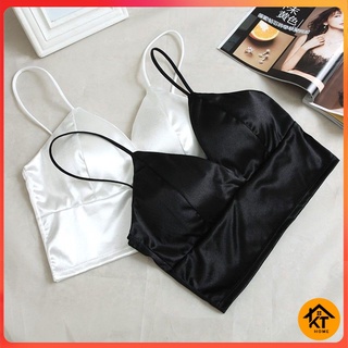 KTHOME ปลีก/ส่ง 50303 เสื้อครอป เสื้อสายเดี่ยว บราผ้าซาติน หลังตะขอ