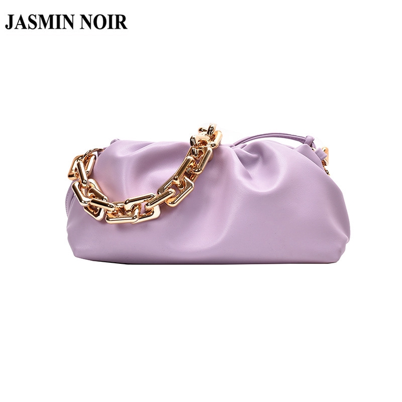 JASMIN NOIR กระเป๋าสะพาย สายโซ่ หนัง PU สีพื้น ทรงเมฆ สไตล์ลำลอง สำหรับผู้หญิง
