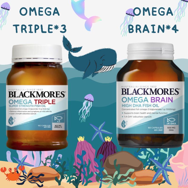ค่าส่ง28 blackmores omega triple omega brain น้ำมันปลา น้ำมันตับปลา