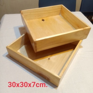 กล่องไม้กล่องลังไม้ยางพาราไม้แท้100%เก็บของใช้เอนกประสงค์ขนาด30x30x7cm.