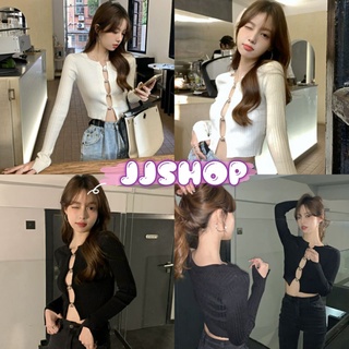 JJ Shop​💜​พร้อมส่ง เสื้อไหมพรมแขนยาว คอกลม ดีเทลเว้าหน้าอกเซ็กซี่มากแม่ "37016" -C