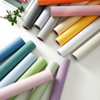 สติกเกอร์วอลเปเปอร์ pvc มีกาวในตัว สีพื้น สําหรับติดตกแต่งผนังห้องนอน หอพัก