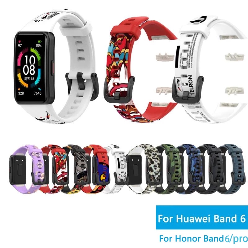 สายนาฬิกาข้อมือซิลิโคน ลายพราง สําหรับ Huawei Band 6 pro Honor Band 6 7