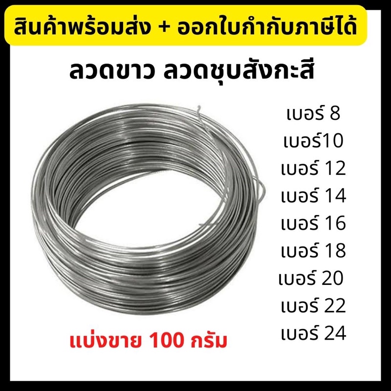 ลวดขาว ลวดอาบสังกะสี *แบ่งขาย 100 กรัม* ลวดชุบสังกะสี