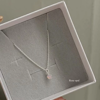 SissyJewelry // สร้อยคอเงินแท้ รุ่น single gem mini chain necklace (พลอยกลม4mm) 🎁Free gift box🎁