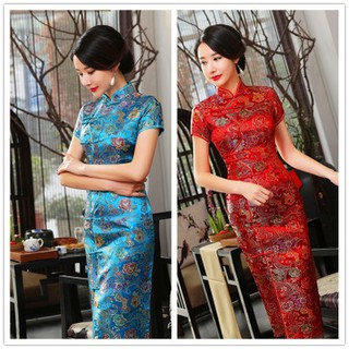 cheongsam จีนโบราณผู้หญิงโบราณ cheongsam ยาวขนาดใหญ่  J0026