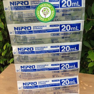 Nipro ไซริงค์ สำหรับล้างจมูกเด็ก - ผู้ใหญ่ ขนาด 20ml. (ไม่มีเข็ม) แพ็ค 5 ชิ้น