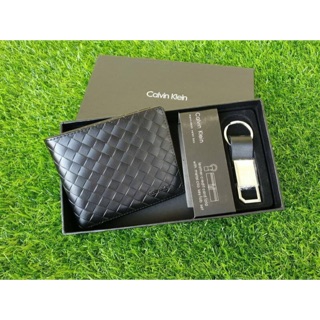 Calvin Klein Leather Credit Card Fold with Metai Clio Key Fob Set