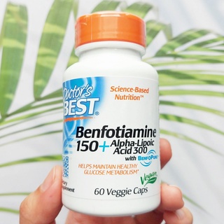 44% OFF Sale!! EXP:06/23 เบนโฟไทอามีน Benfotiamine 150 mg + Alpha-Lipoic Acid 300mg, 60Veggie Caps (Doctors Best®) ALA